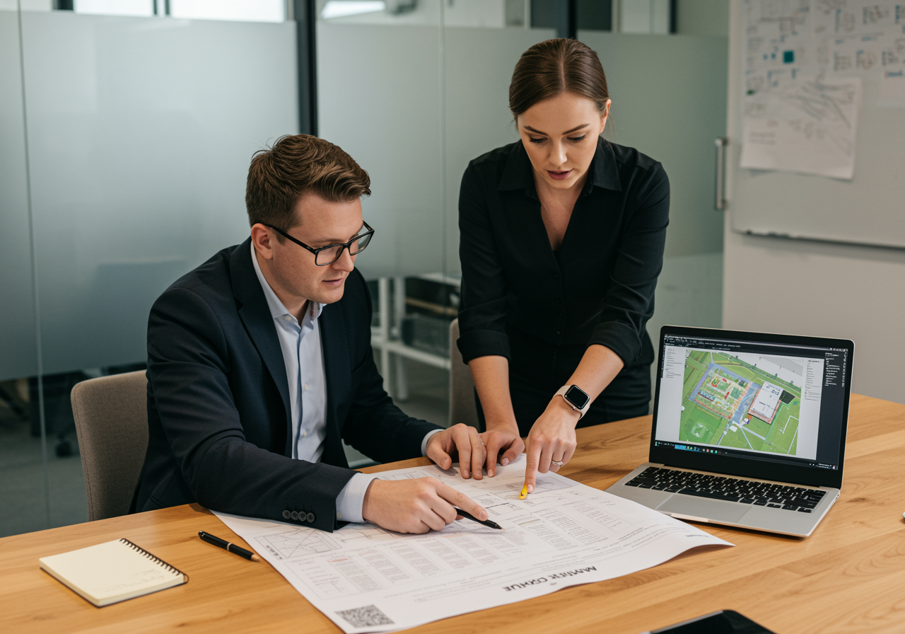 Reltic quantity surveyor and client reviewing validated BIM take-off schedule before contract execution on a UK project